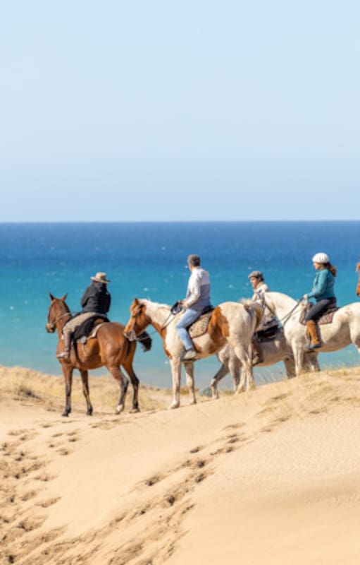 Las Cabalgatas Andora atraviesan campo, médanos y mar.