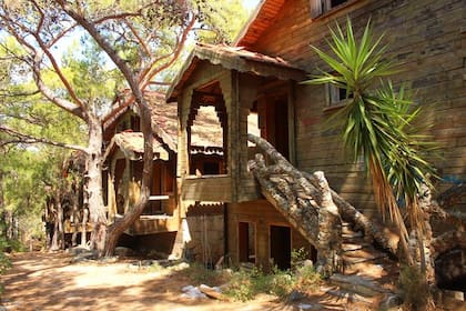 Las cabañas abandonadas del complejo son ganadas por el avance de la naturaleza