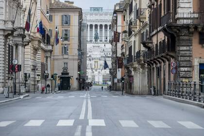 Las calles desiertas en Roma
