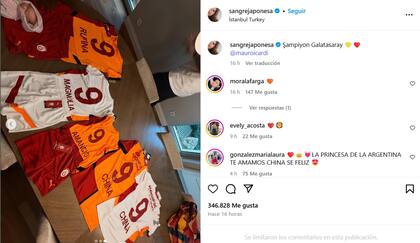 Las camisetas con las que la China Suárez y sus hijos festejaron la victoria del Galatasaray
