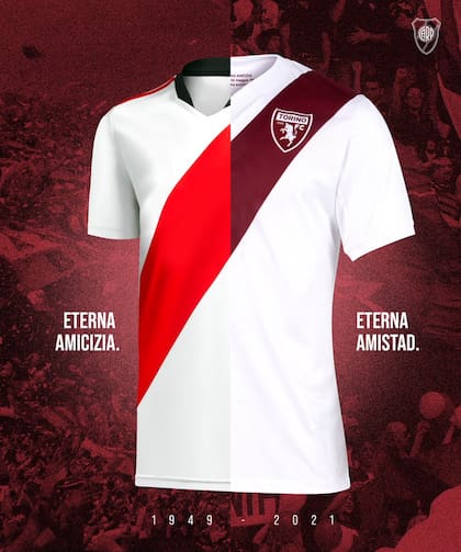 Las camisetas de River y Torino, unidas