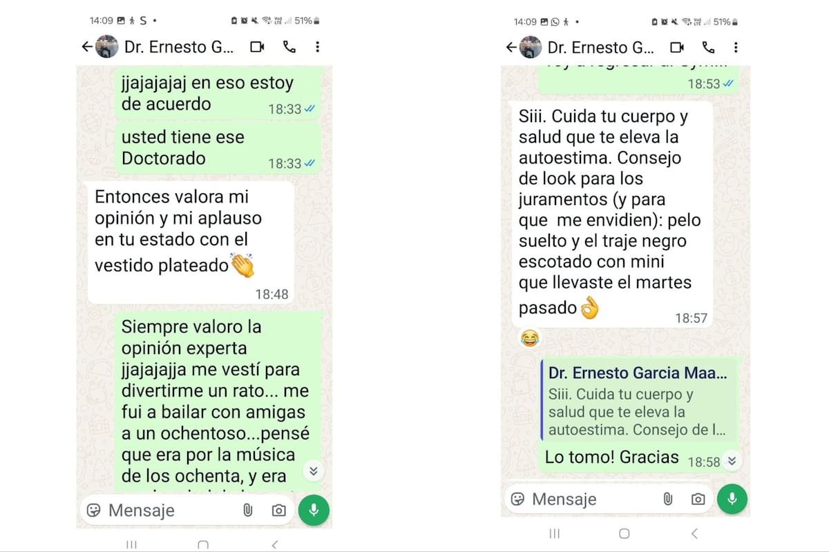 Las capturas de los mensajes presentados por la denunciante
