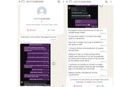 Las capturas del chat de los chicos del colegio de Campana