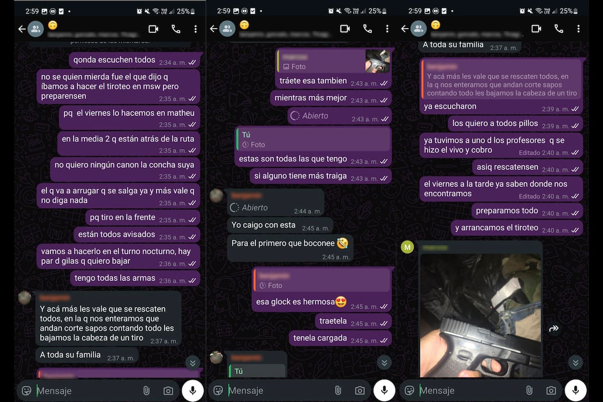 Las capturas del chat de los organizadores de la masacre