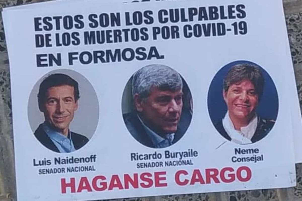 Las caras de Naidenoff, Buryaile y Neme, acusados de ser culpables de los contagios y muertes por coronavirus en Formosa