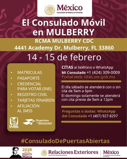 Las citas se pueden generar por vía telefónica y por internet (Instagram/@consulmexorl)