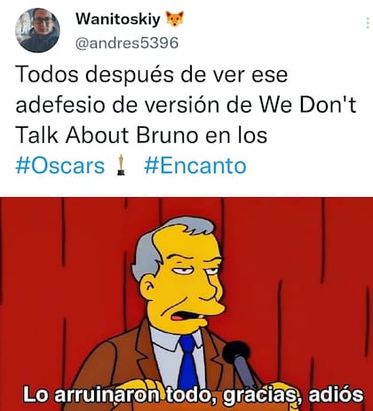 Las clásicas escenas de Los Simpson también hicieron lo suyo tras la performance de We don't tal about Bruno
