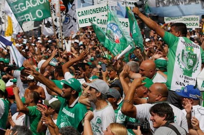 Las columnas de Camioneros fueron las más grandes dentro de la manifestación