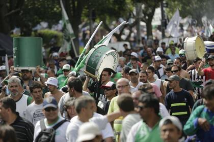 Las columnas de Camioneros fueron las más grandes dentro de la manifestación