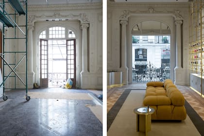 Las columnas se conservaron y las aberturas de vidrio repartido se reemplazaron por paños fijos para ampliar la visual y la entrada de luz natural.