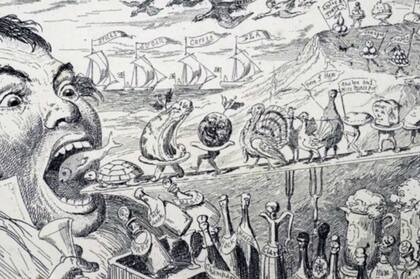 Las comidas navideñas se nos pueden ir de las manos, según esta caricatura británica del siglo XIX