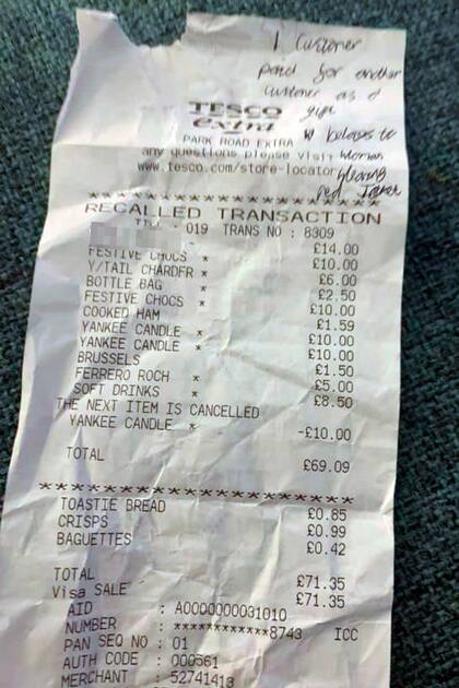 El ticket de la compra que realizó Paula por una valor 69 libras o cerca de 8 mil pesos argentinos de acuerdo al cambio oficial