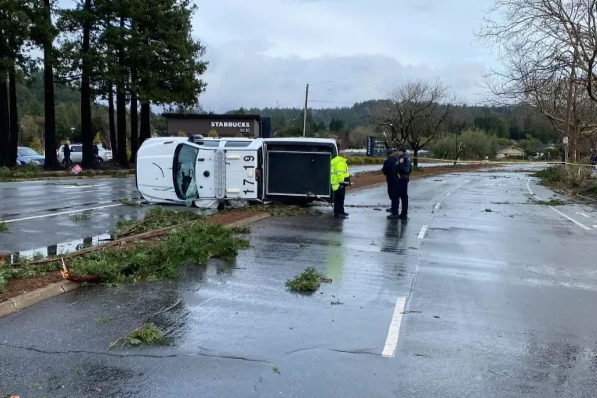 Las condiciones climáticas que dieron lugar al tornado estuvieron vinculadas a un fenómeno conocido como “río atmosférico" (Imagen de Scotts Valley Police Department)