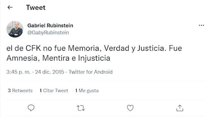 Las críticas de Rubinstein al kirchnerismo