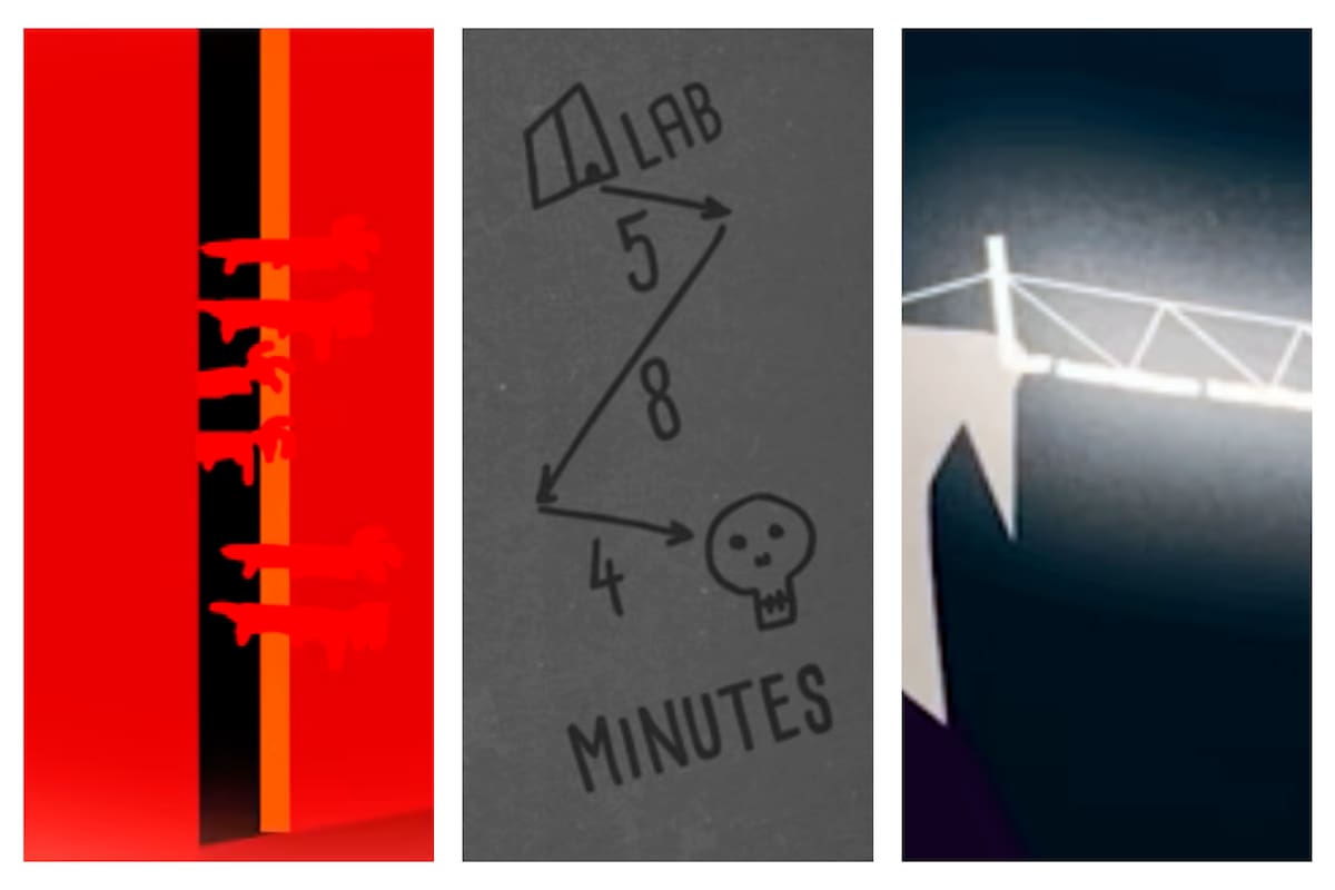 Las cuatro personas caminan a diferentes ritmos y en conjunto tienen solo 17 minutos. ¿Podés hacer que crucen a tiempo, corten el puente y se salven del ataque de los zombies?