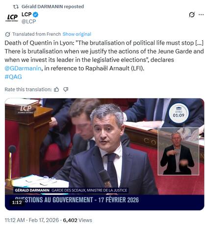 Las declaraciones de Gerald Darmanin tras el asesinato del joven en Lyon