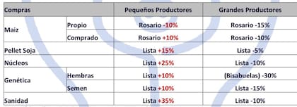Las diferencias al momento de la compra de insumos entre productores pequeños y grandes