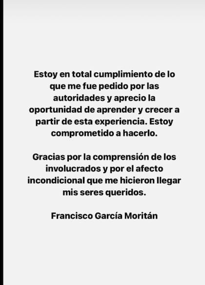 Las disculpas de Francisco García Moritan