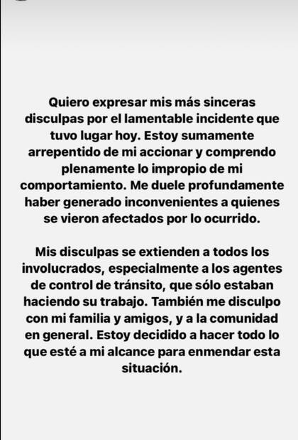 Las disculpas de Francisco García Moritan