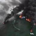 Más de 30 embarcaciones se incendiaron en un puerto clave en el Pacífico: investigan las causas