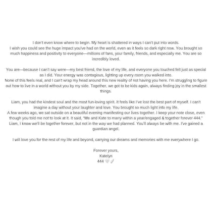 Las emotivas palabras de Kate Cassidy, la novia de Liam Payne