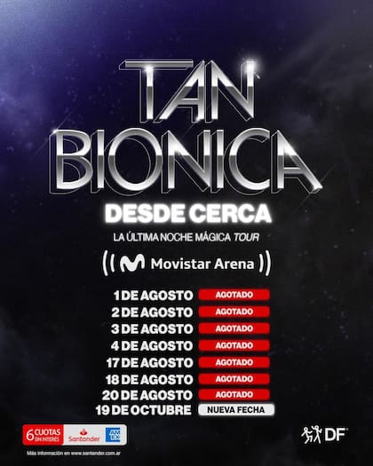 Las entradas van a estar disponibles mediante la web de Movistar Arena (Captura: Instagram: @tanbionica)