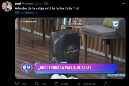 Las especulaciones sobre la valija indican que podría saberse la fecha del fin del juego (Captura Twitter)