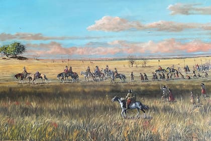 “Las exequias de Painé Güor” (Óleo 2024) Augusto Gómez Romero