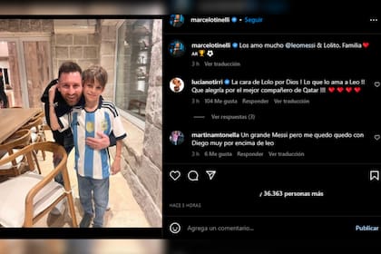 Las familias Messi y Tinelli disfrutaron de una cena (Foto Instagram @marcelotinelli)