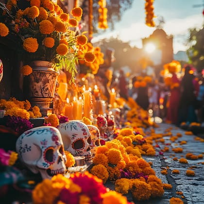 Las familias preparan altares adornados con flores de cempasúchil, papel picado, calaveritas de azúcar, pan de muerto, y platillos favoritos de los difuntos (Archivo)