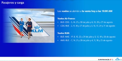 Las fechas publicadas hoy por Air France y KLM