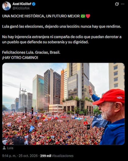 Las felicitaciones de Kicillof a Lula