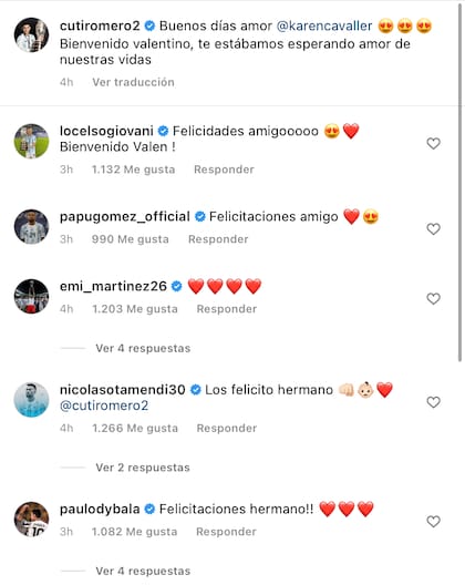 Las felicitaciones de los jugadores de la selección argentina