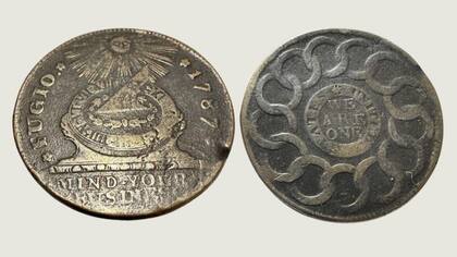 Las frases del centavo Fugio se han atribuido a Benjamin Franklin