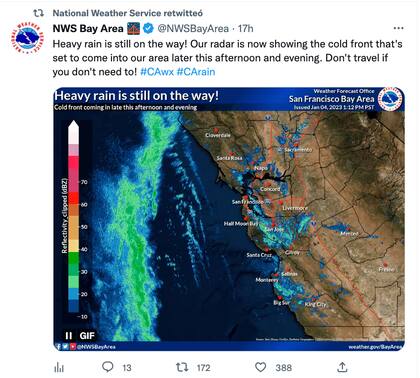 Las fuertes lluvias todavía están en el pronóstico de California