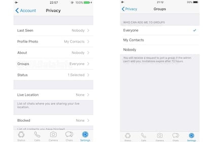 Las funciones de configuración de los grupos de Whatsapp