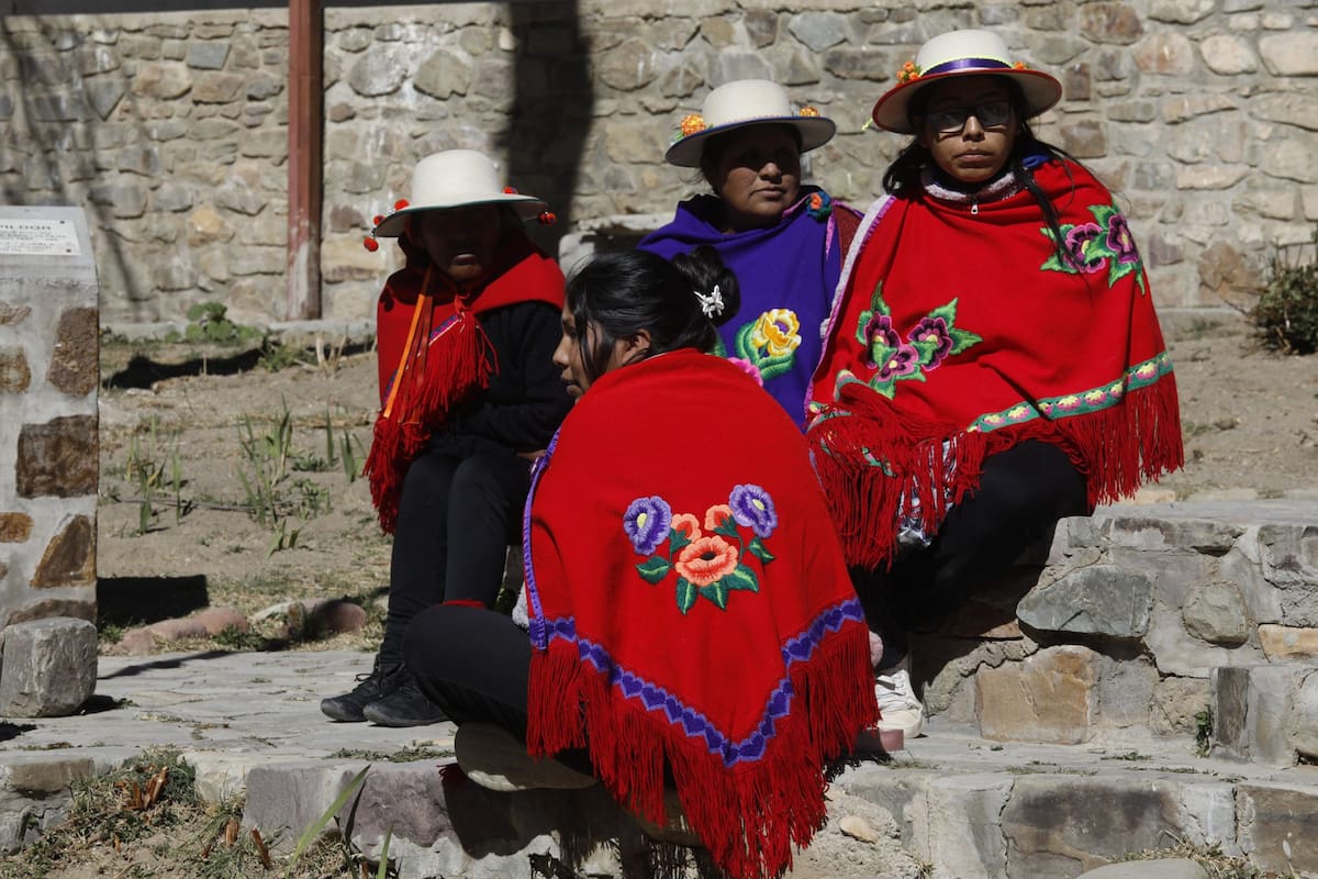 Las habitantes de Caspalá tiñen la lana de llama para lograr colores vibrantes