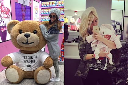 Las hermanas salieron de shopping con la pequeña