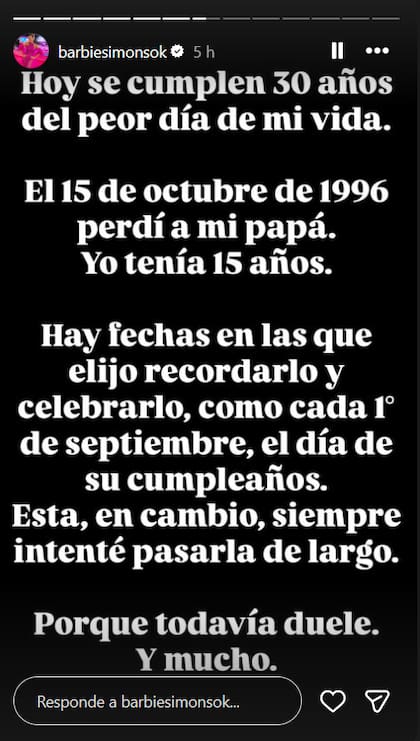 Las historias de Barbie Simons para recordar a su padre, a 30 años de su muerte