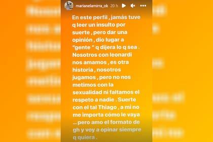 Las historias de Marianela Mirra sobre la actitud de Thiago en Gran Hermano