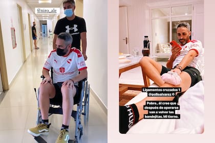 Las historias del Pollo Álvarez y Tefi Russo mostrando la lesión