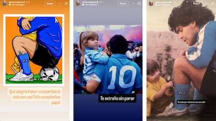 Las historias que publicó Dalma Maradona en Instagram por el cumpleaños de Diego