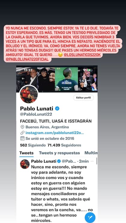 Las historias que publicó Pablo Lunati sobre Sebastián Vignolo