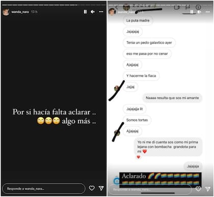 Las historias que publicó Wanda Nara para aclarar el asunto (Foto: Instagram @wanda_nara)