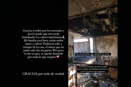 Las historias que subió Abril Bruzzese luego del incendio de su casa