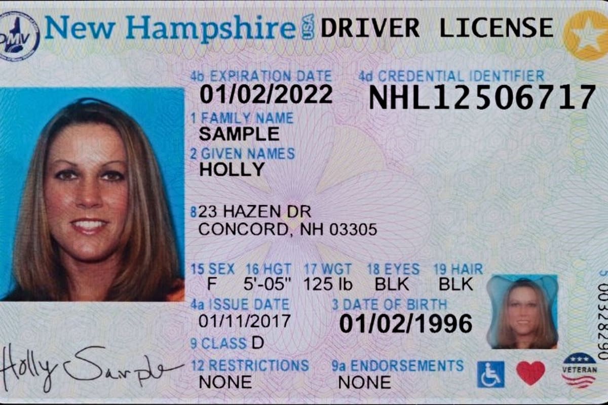 Las identificaciones Real ID de New Hampshire están marcadas con una estrella en la esquina superior derecha para indicar que cumplen con la norma federal