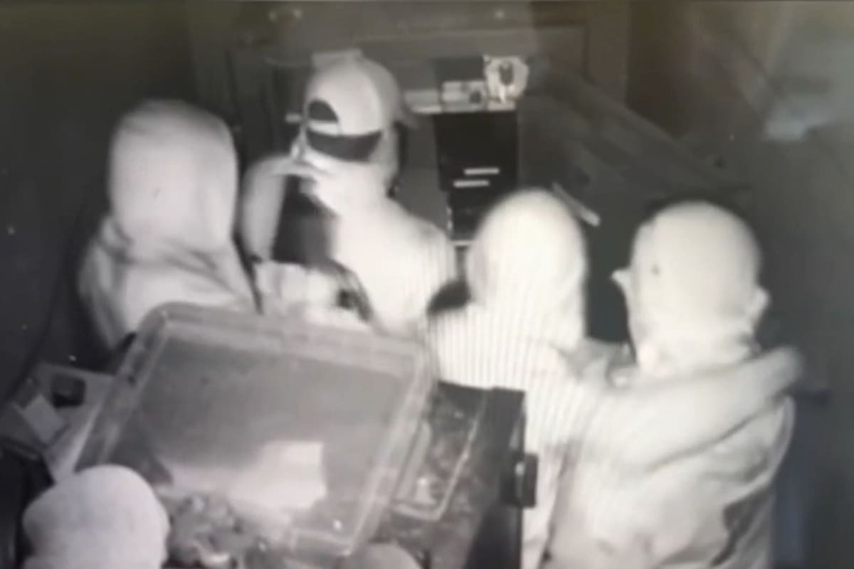 Las imágenes de distintas cámaras de seguridad capturaron a la banda en pleno acto. Foto: X/Canva
