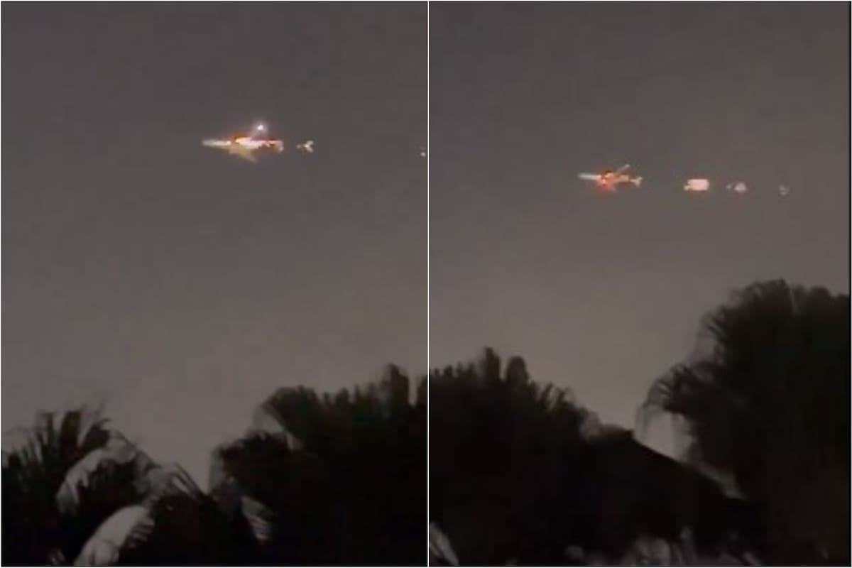 Las imágenes del incendio del avión en el aire fueron captadas en video