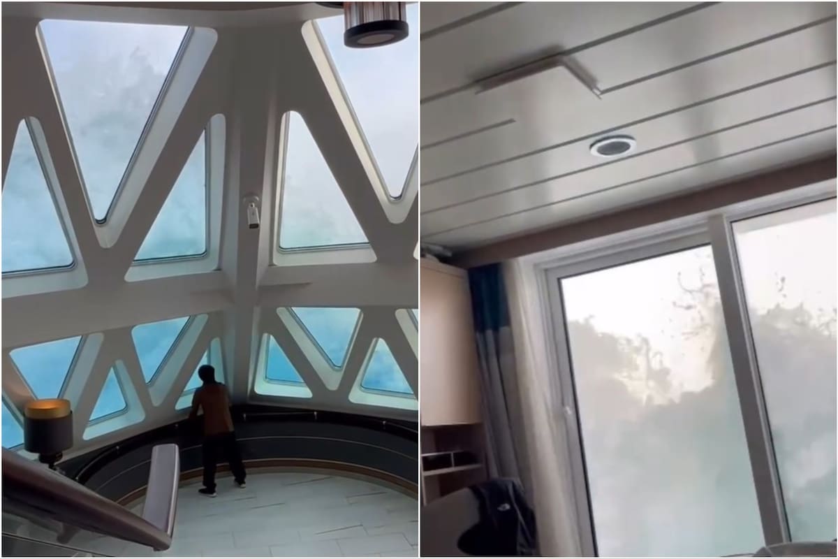Las impactantes imágenes de una tripulante de un crucero que chocó contra olas de 12 metros