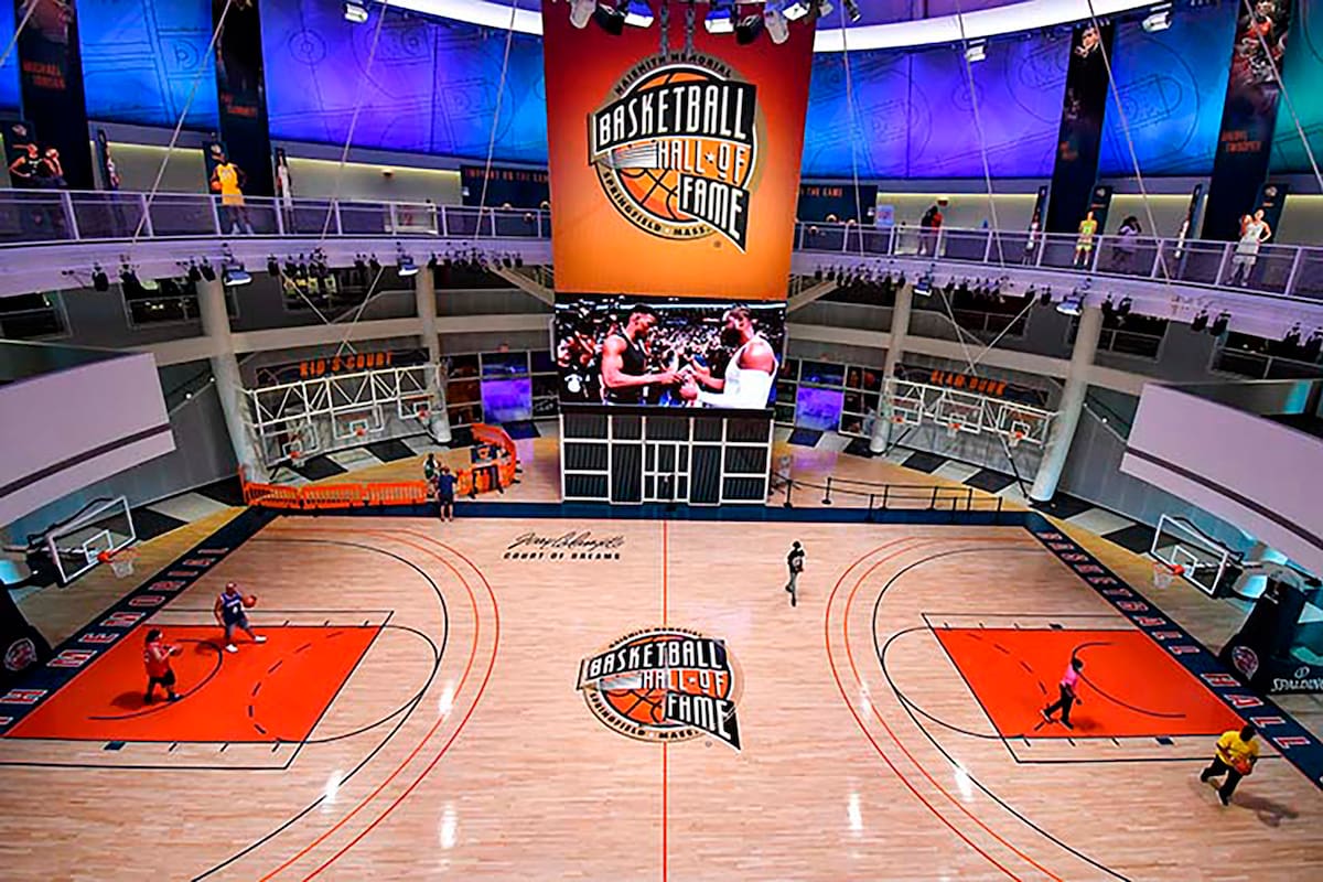 Las instalaciones internas del espectacular Salón de la Fama de la NBA, que desde septiembre incluirá a Emanuel Ginóbili, el primer argentino que estará en esa elite.